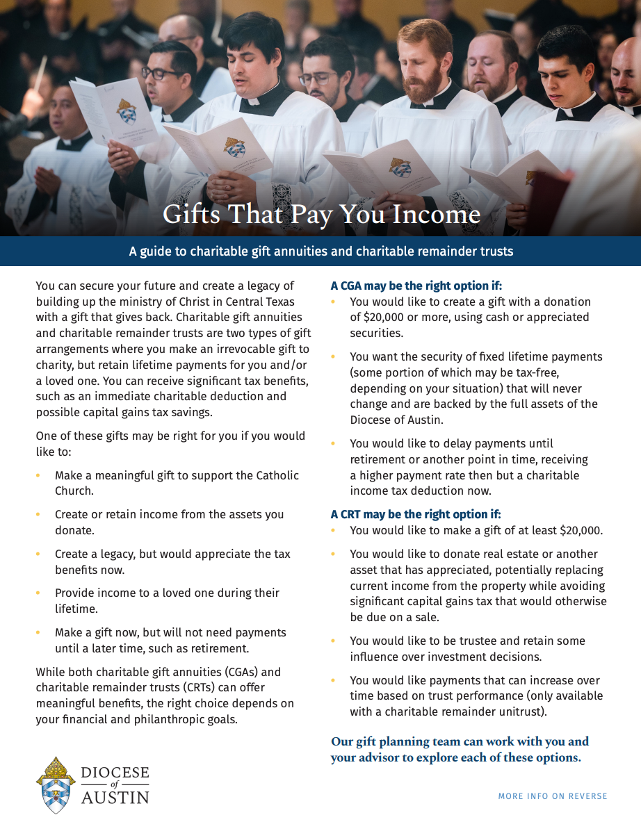 Gifts That Pay You Income brochure Support The Future of My Favorite Charity brochure cover